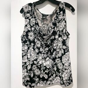 George floral black and white tank top size XL